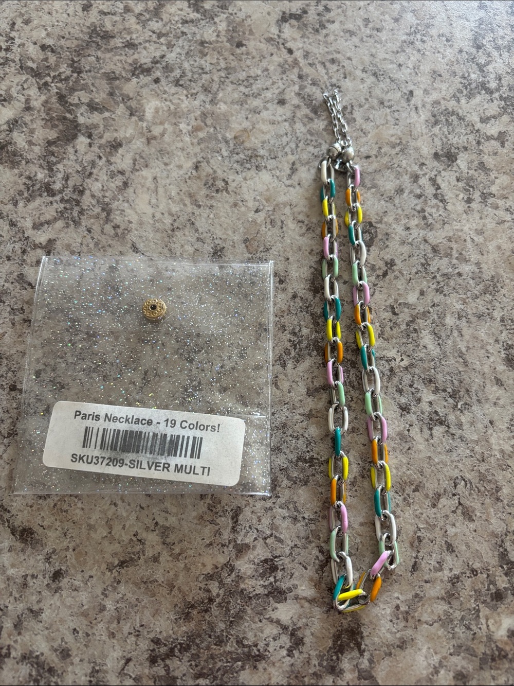 Paris Multi-Color Chain Necklace with Silver Links